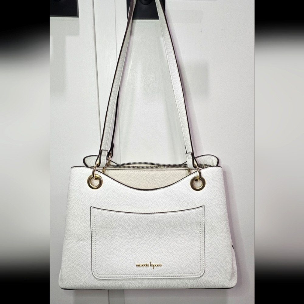 Nanette Lepore Anges Pebbled White Shoulder Bag